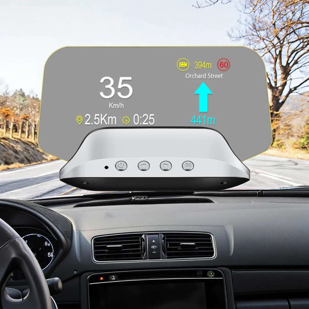 Plug And Play Car HUD Head Up Display With GPS Navigation - MAIMEIMI C1+ OBD2 Speedometer Projector (MPH/KM/H)