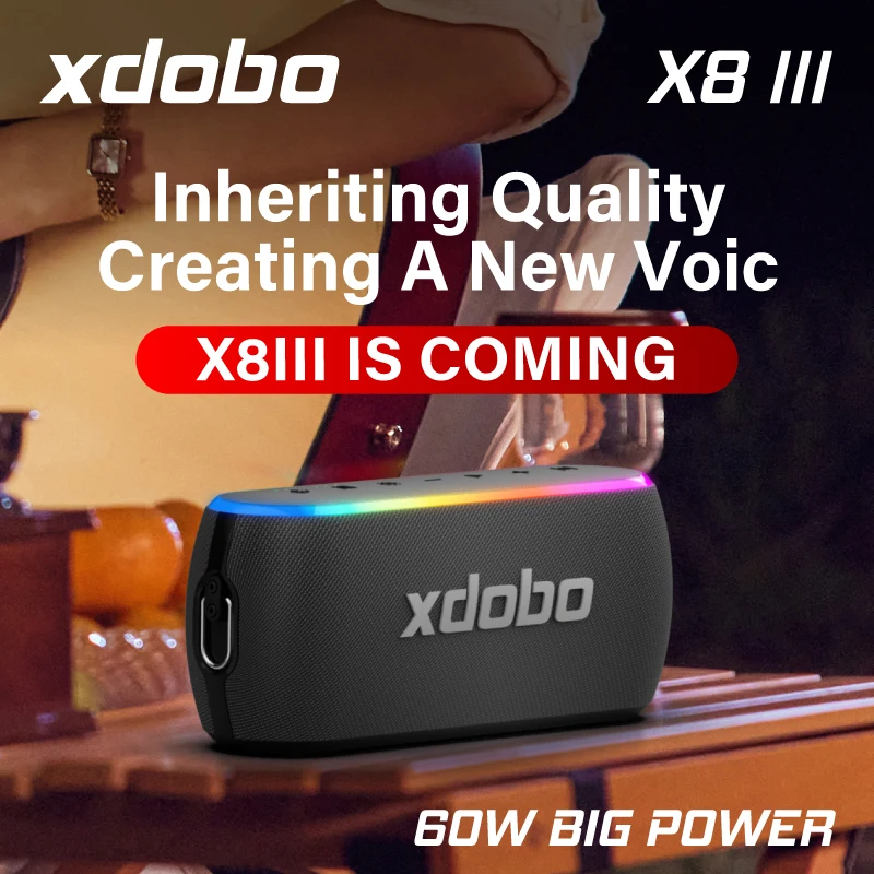 XDOBO X8 III 60W ポータブル カラフルRGBスピーカー IPX7 防水 TWS