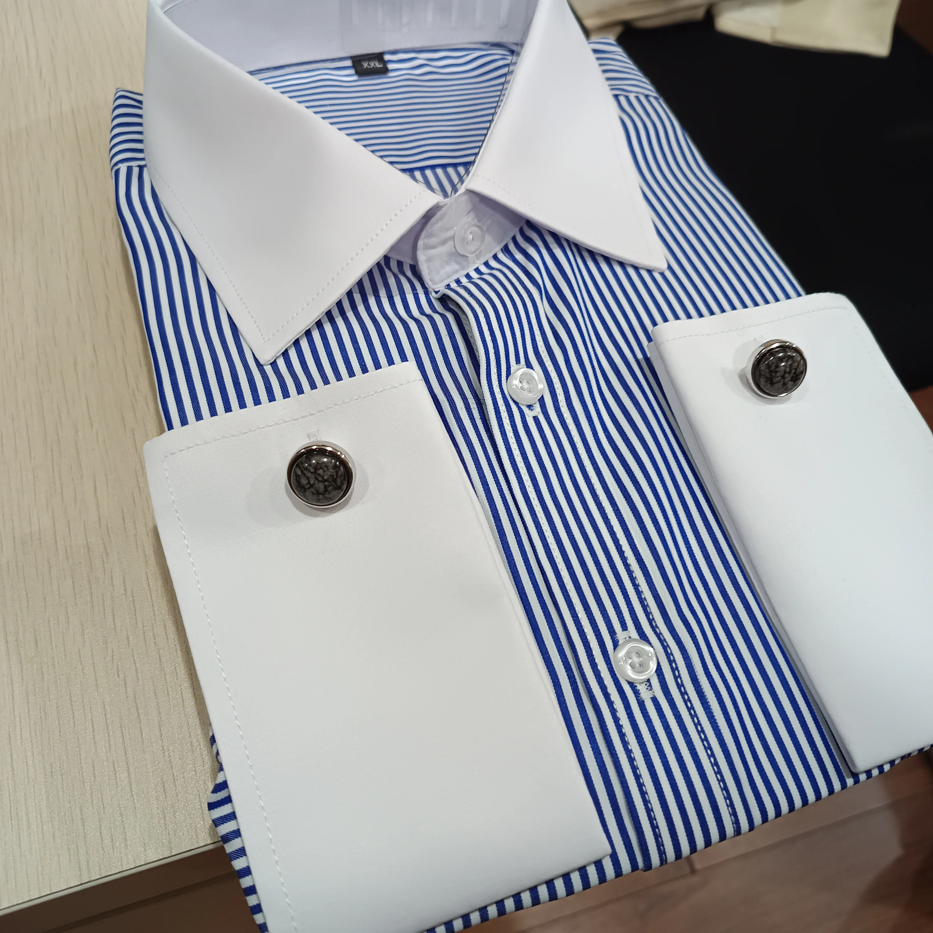 mens dress shirts french cuffs fitted Men's White French Cuff Dress Shirt Stretch Cotton, 15.5