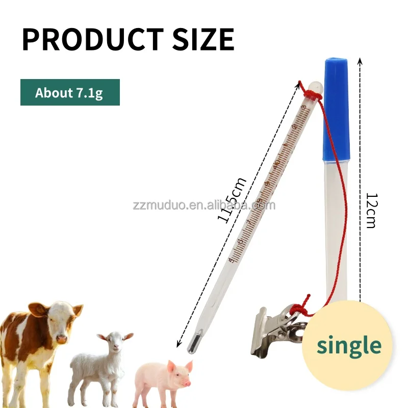Veterinary Mercury In-Glass Thermometer with Clear Scale Mercury Thermometer for Pig Sheep Dog Cow