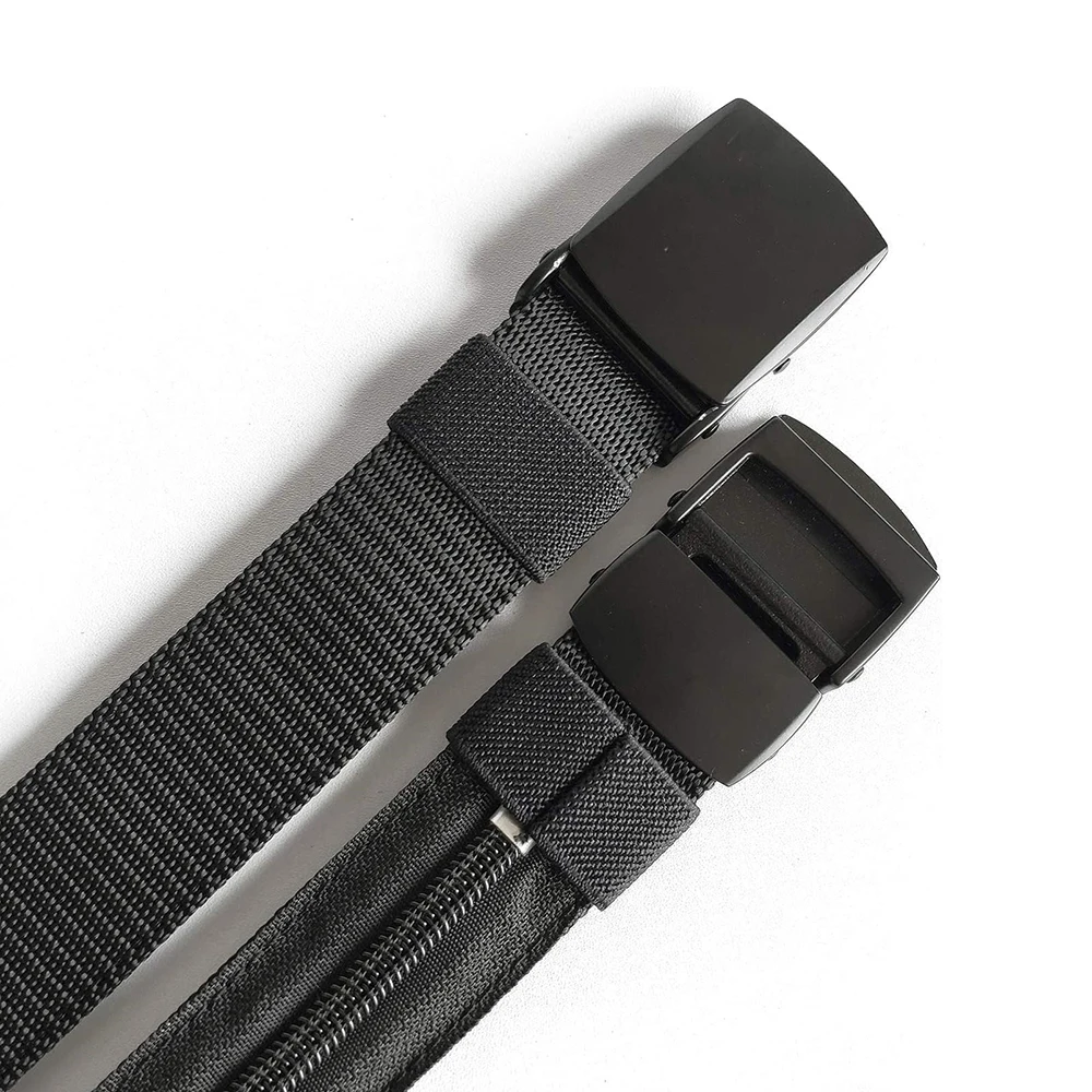 Travel Men High-quality Durable Nylon Tactical Belts with Zinc Alloy Buckle Security Money Belt with Hidden Money Pocket