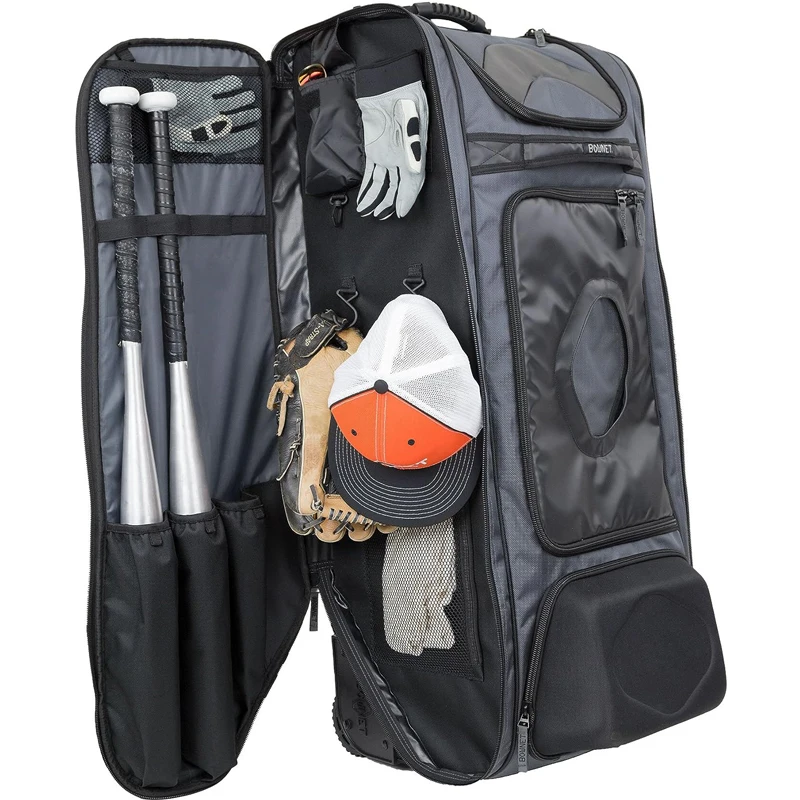 Wheeled Softball Gear Bag Rolling Catchers Equipment Baseball Bat Bags Rolling Baseball Bag With