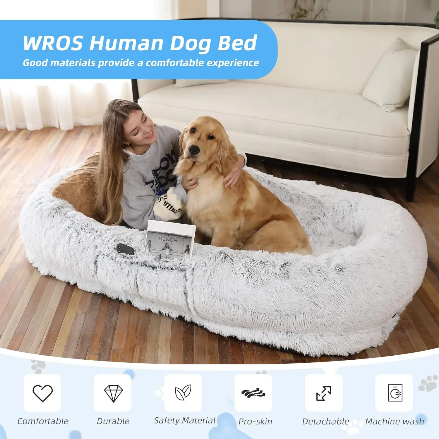 Factory Direct Sale Human Dog Bed Human Size Washable Faux Fur Human