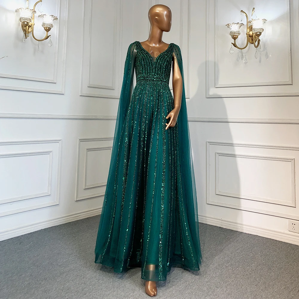 green emerald velvet dress Elegant Nude Evening Gown with Green and Gold Sequin Embellishments main image 1