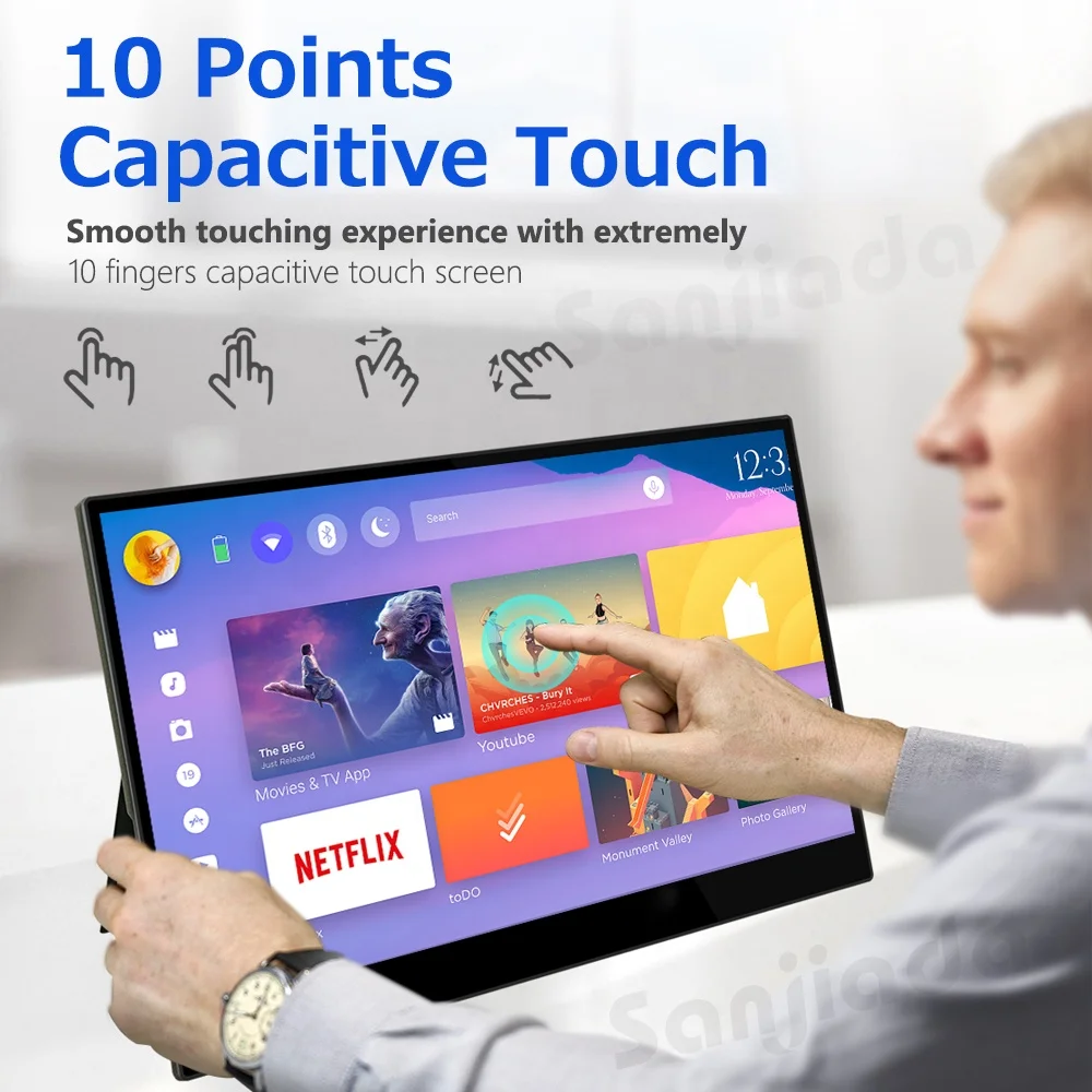 15.6 Inch Portable Monitor with Touchscreen, Gaming Monitor with Desktop Stand for Laptop Computer PS5 Phone Extend Screen