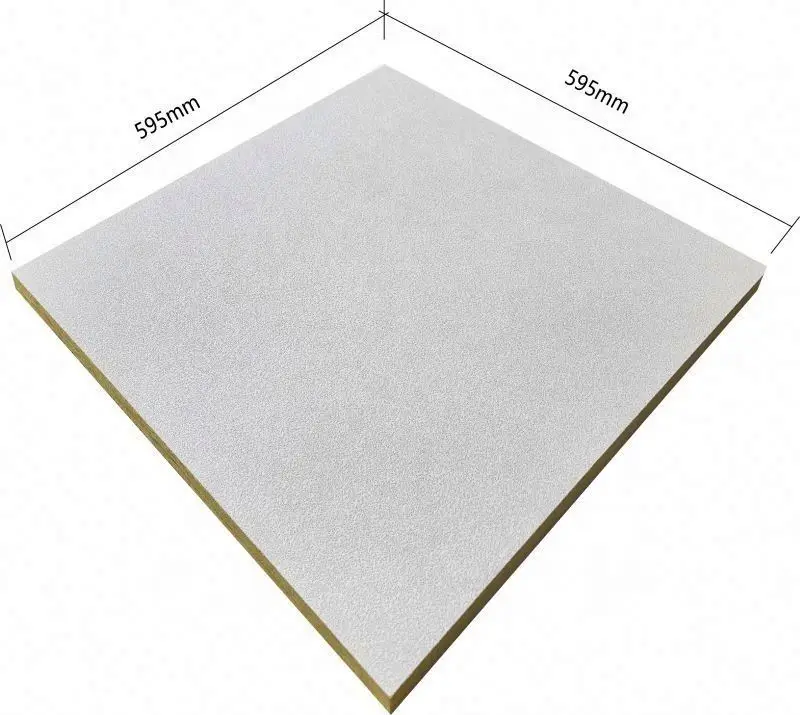 High Quality Decorative Glass Wool Sound Absorbing Suspended Tils False Ceiling 600*600mm Indoor Ceiling Applications