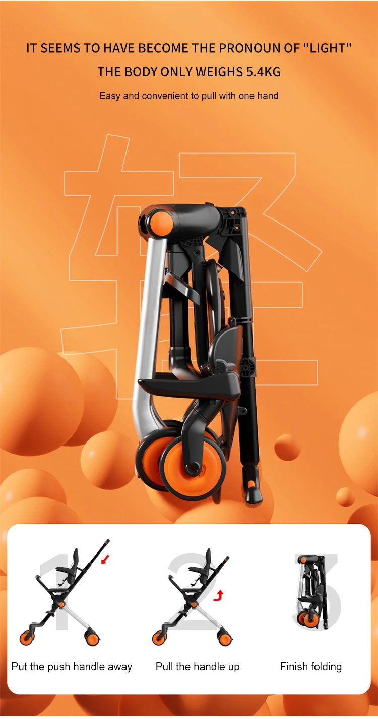 3 In 1 High Quality Leather Baby Stroller Easy Foldable Portable Kids