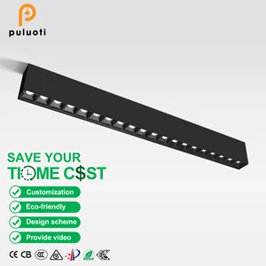 1200mm Long 45W Black Aluminium LED Linear Light Grille Lamp for Indoor Use-Available in Surface Mounted or Hanging Options