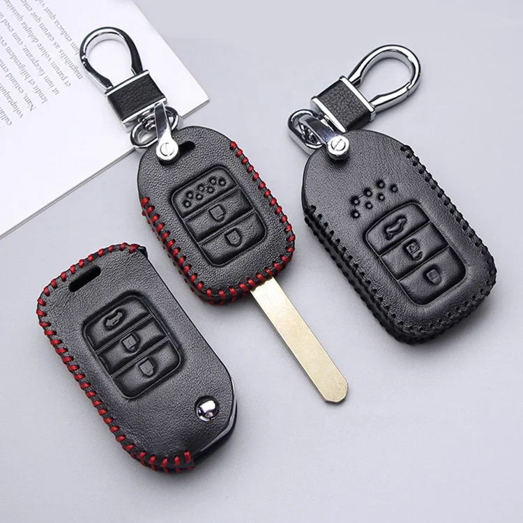 Shape it  Handmade Leather honda key Case.Car Key Holder - Shop Navy  LeatherCraft Keychains - Pinkoi