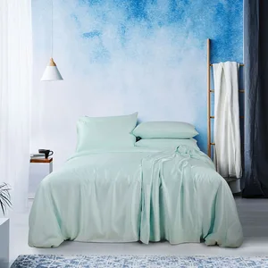 Eucalyptus Lyocell Duvet Cover Set Custom Silk Pillow Case and King Size Fitted Bed Sheet Tencel Bedding Set
