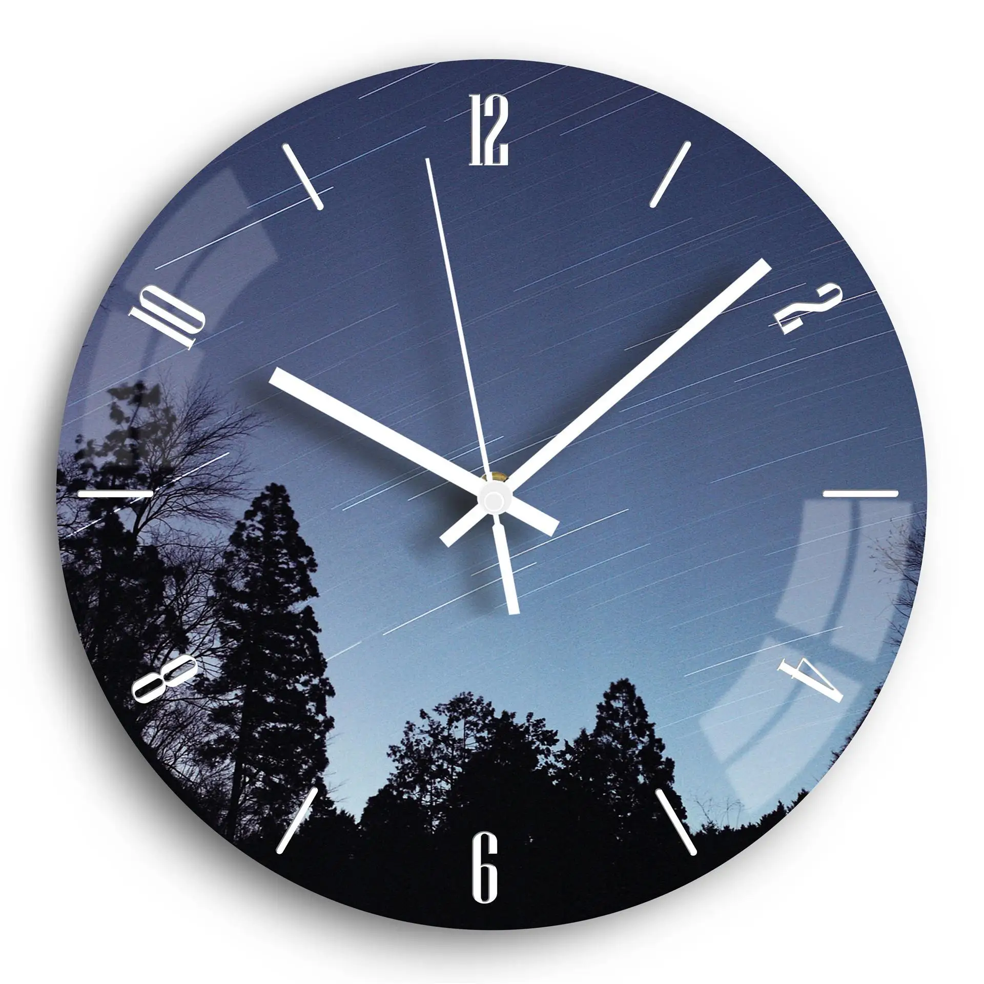 Stylish Simple UV Printing Wall Clock for Home Decor Art Craft Stained Glass Wall Clocks