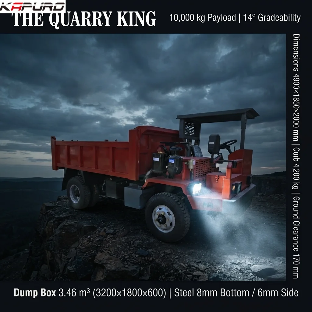 KF-10 High Performance 10 Ton 4WD Underground Mining Dump Truck for Narrow Tunnel Ore Transport