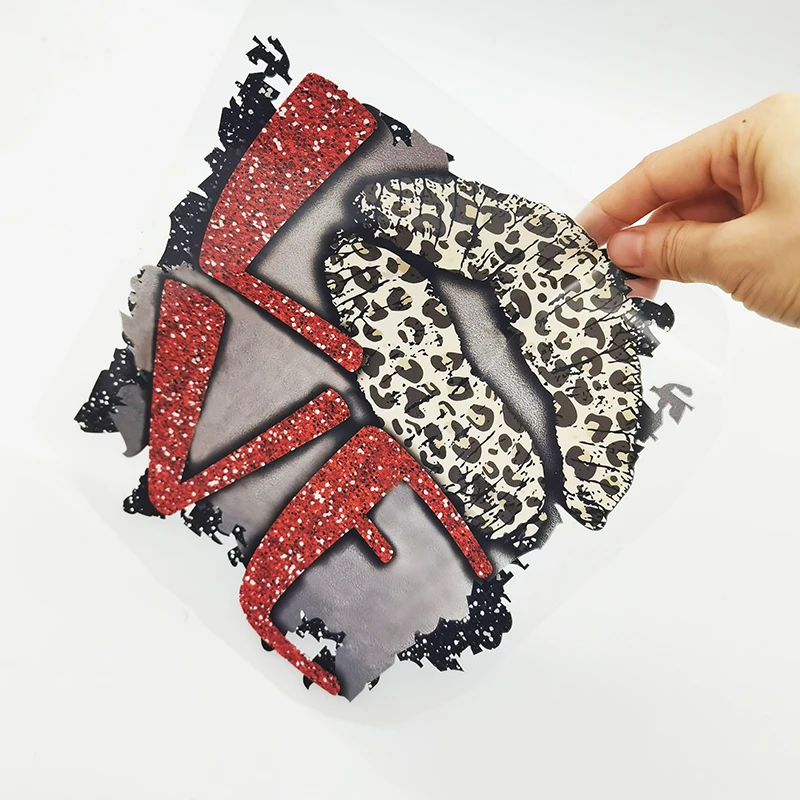 Small MOQ Heart Flower Love Pattern Heat Transfer Printing Ready to Press on Shirts Cheap DTF Valentines Day PET Material