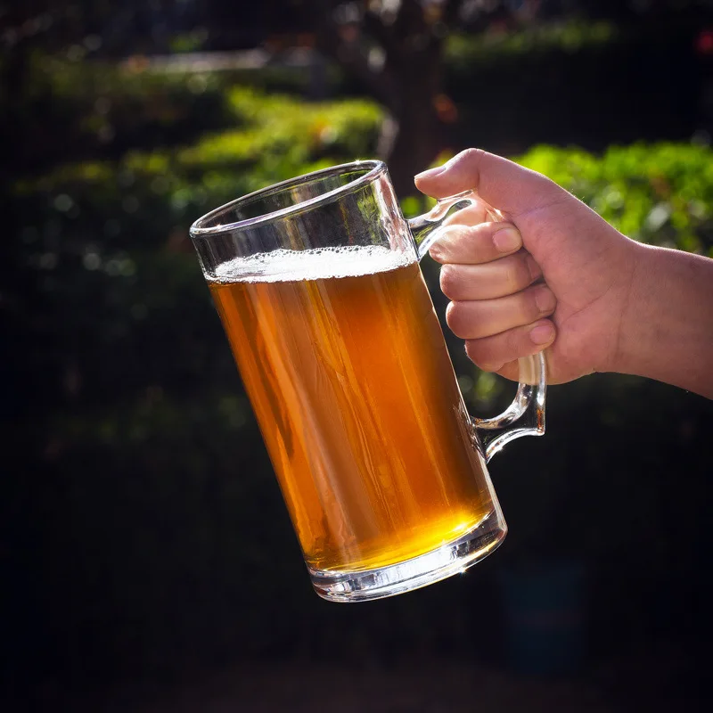 Custom Premium Beer Steins Glasses1200ml Large Beverage Juice Container Giant Clear 1 Liter Glass Beer Mug for Bar Party Holiday