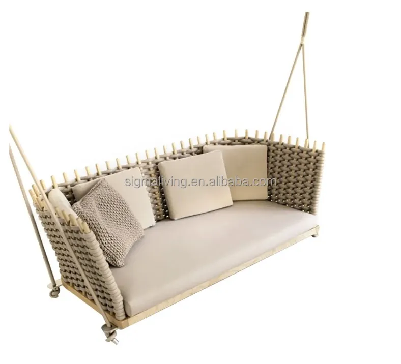 Balcony hanging furniture outdoor woven rattan porch handing sofa swing sofa