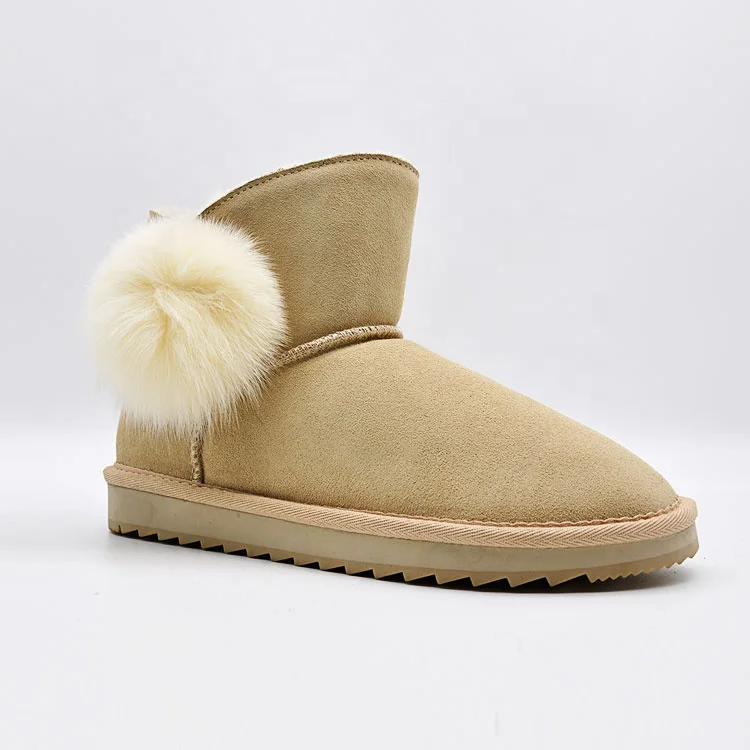 Botas De Nieve Clásicas Para Mujer,Botines Hasta El Tobillo Con Lazo De  Bola De Pelo,Zapatos Casuales De Lujo Con Tobillera De Cristal,Gran Oferta  - Buy Bola De Nieve Botas De Invierno Botas