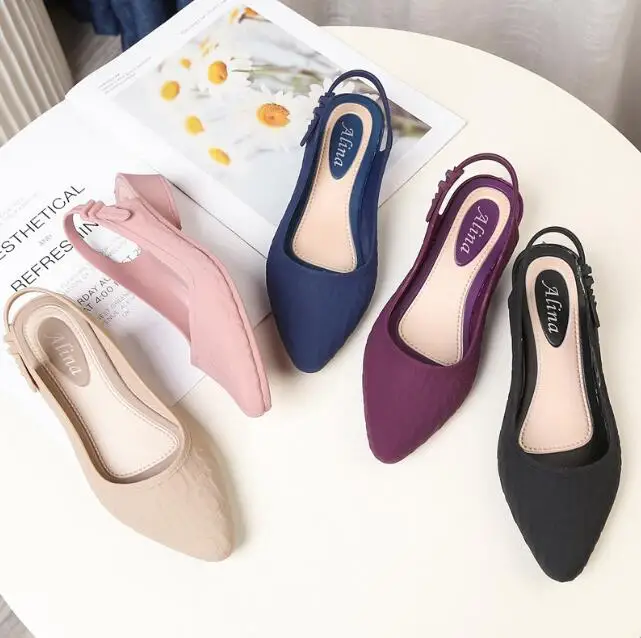 Factory Price New Summer Women Sandals Elegant Low Heels Pointed Toe ...