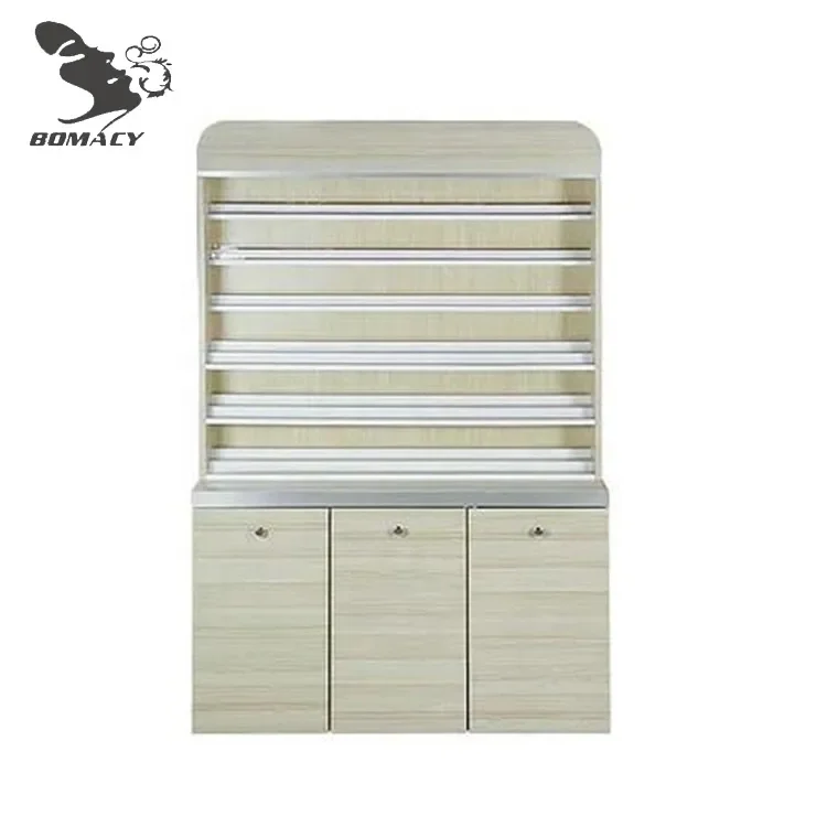 Bomacy Salon Furniture Wooden Nail Show Area Nail Rack With Drawers for Sale