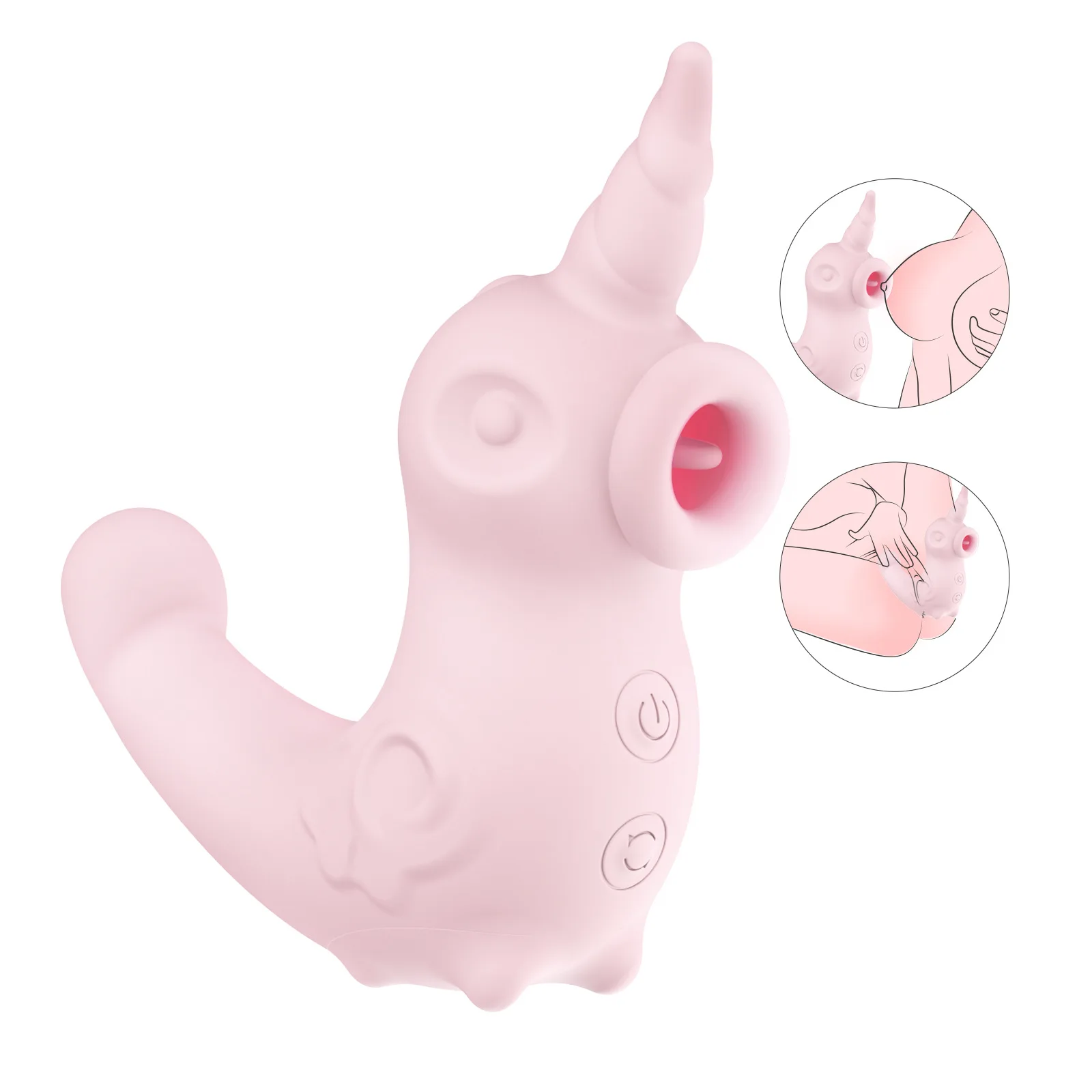 Realistic Rechargeable Unicorn Shaped Clitoral Suction And Tongue Licking Vibrator Woman Masturbation Sex Toy_voghion.com