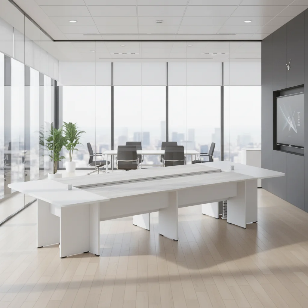Large Convertible Extendable Boardroom Table Wood Frame Professional Office Building Conference Room Furniture 2