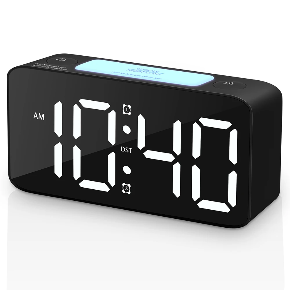 RGB  Alarm Clock  and Humidity Display  for Double Alarm Clock and Voice Control  with USB Charging Interface