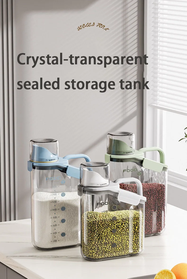 Household Kitchen Storage Portable Sealed with Graduated Multigrain Sealed Storage Tank Transparent PET Cleaning Brushes Opp details