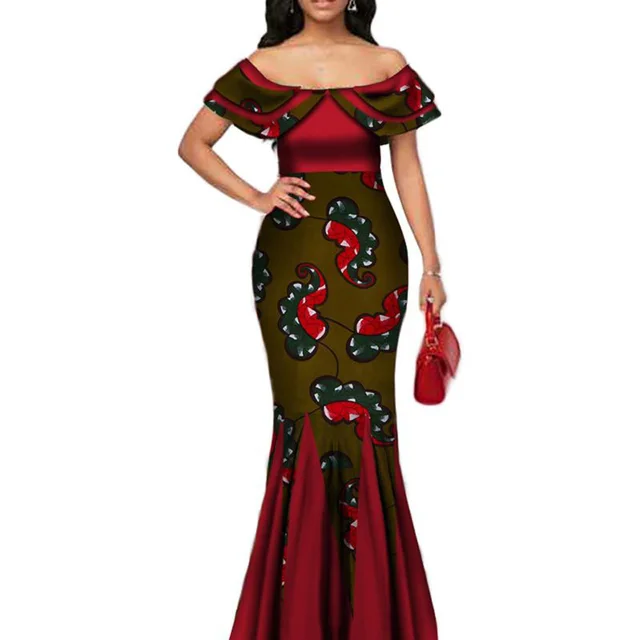 African Ankara Dresses Long Style Lady Fashion Dress