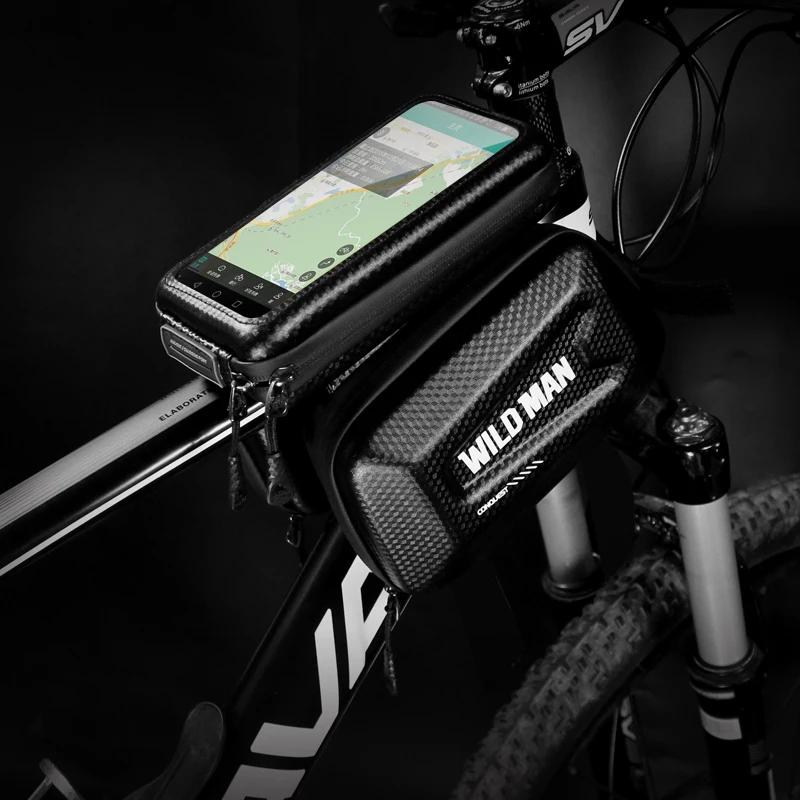 product waterproof hard shell bicycle front frame bag new image touch screen bike top tube storage organizer cycling accessories-6
