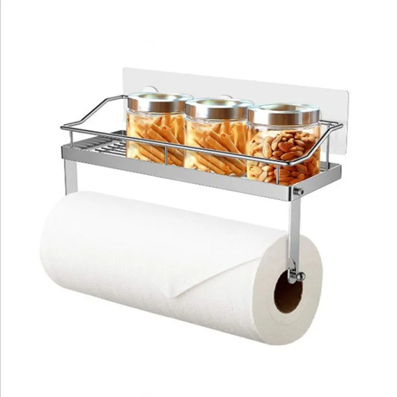 TOPINCN Kitchen Roll Dispenser Stainless Steel Kitchen Over Door Roll Paper Holder Paper Under Cupboard Unit Shelf Towel Rack Hanger 