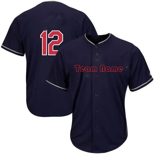 Sublimated Printed Blue With Red Baseball Jerseys Button Down Vintage Softball Jerseys Wholesale Full Button Softball Shirts