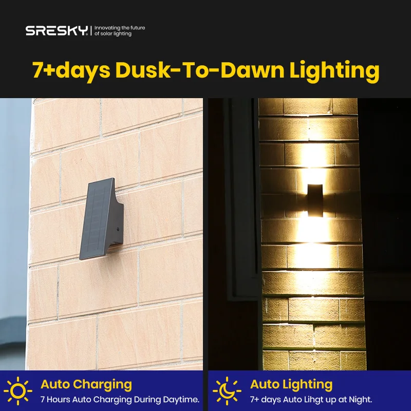 Solar up and Down Emitting Light 700lm Solar Panel Tilt Design Solar Garden Wall Light for Hotel