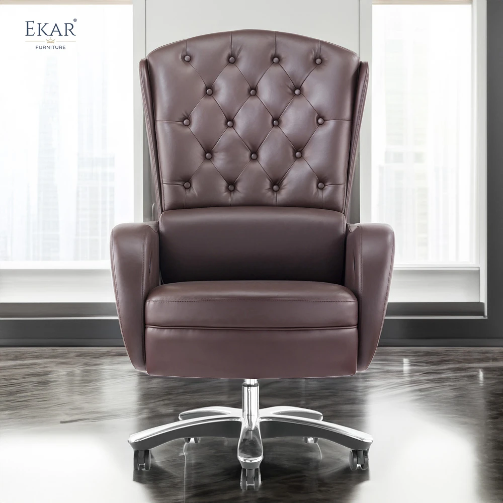 Premium Italian Imported Top-Grain Leather Office Chair: Ultimate Comfort & Sophistication factory