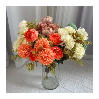 7-fork autumn peony and chrysanthemum combination decoration mariage artificial flowers decorative