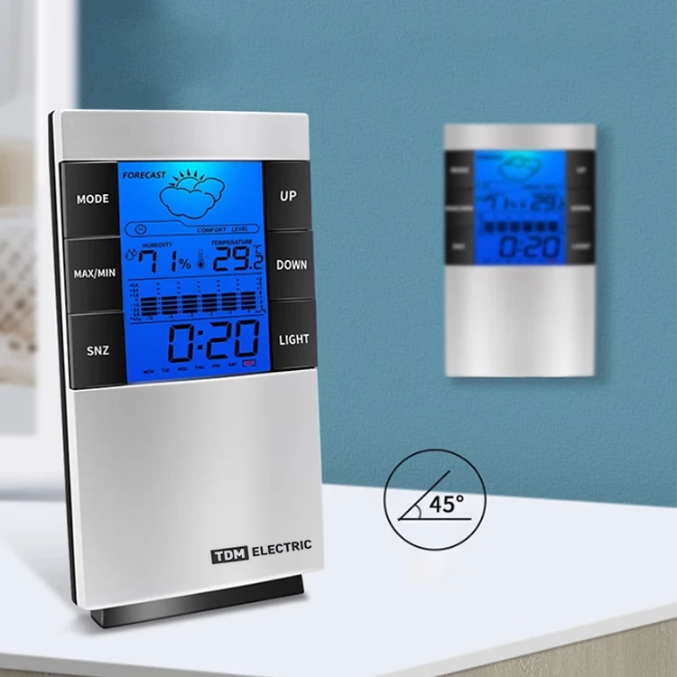 OEM ODM High Accurate Thermometer Temperature Display Digital Clock Home Decorative Smart Weather Clock for Bedroom