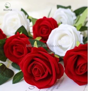 Silk Peony Bouquet Single Velvet Rose Flowers Cheap Home Wedding Valentine's day Decorative preserved Artificial Rose Flower