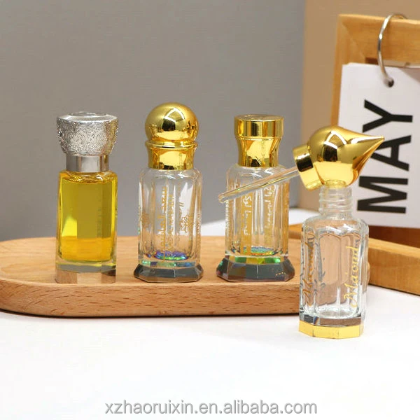 Luxury Fancy 3ml 6ml 12ml Octagon Arabian Arabic Perfume Essential Attar Oil Bottle 3 Ml Attar Bottles Glass Dipstick