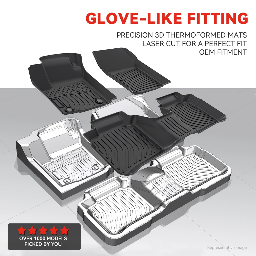 Floor Mats For 2016-2022 Honda Civic Sedan Hatchback 1st & 2nd Row All Weather E - Foto 9