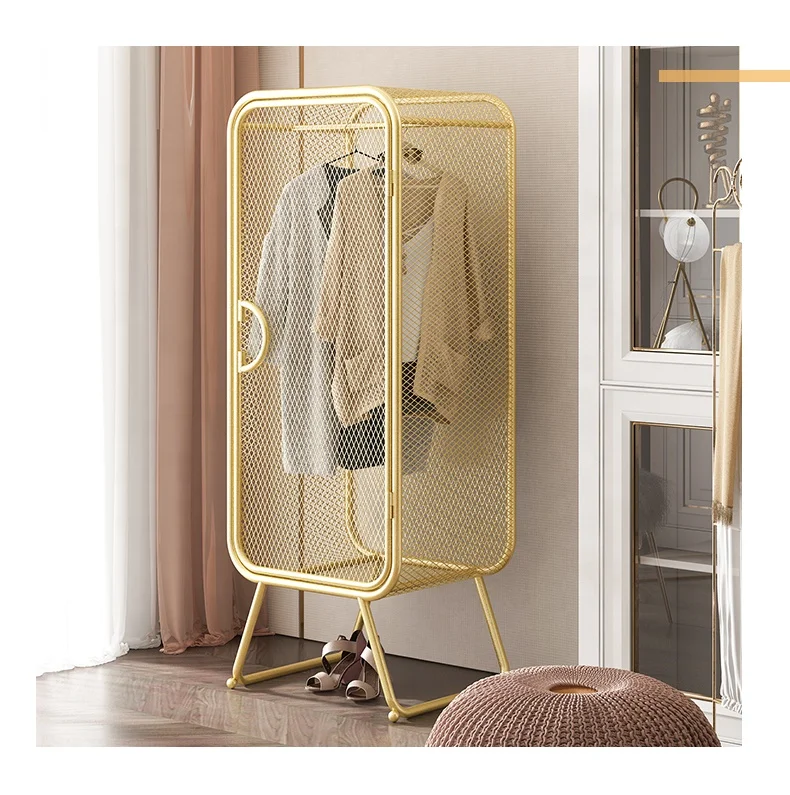 2021 Modern Hanging Storage Bag Interlayer Drawer Custom Walkin pink 2 Door Metal Organize Wardrobe
