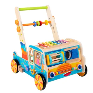 Best-Sellers Children's Wooden Car Frame Baby Walkers with Wheels Early Education Piano Toys for Kids Boys & Girls-CE Certified