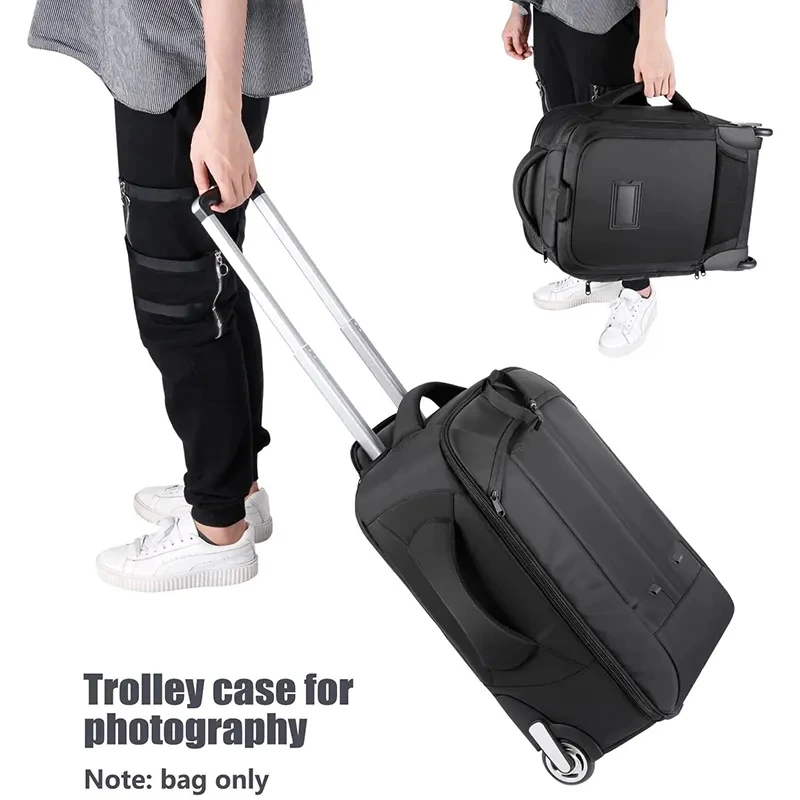 Custom Waterproof Travel Large Capacity Camera Video Roller Bag Digital Gear DSLR Camera Bag With Wheels Trolley Camera Backpack
