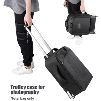 Custom Waterproof Travel Large Capacity Camera Video Roller Bag Digital Gear DSLR Camera Bag With Wheels Trolley Camera Backpack detail image