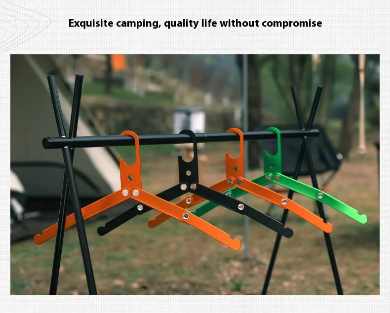 product custom ultra lightweight foldable aluminum hanger outdoor clothes drying rack anti slip metal hanger for travel camping laundry-2