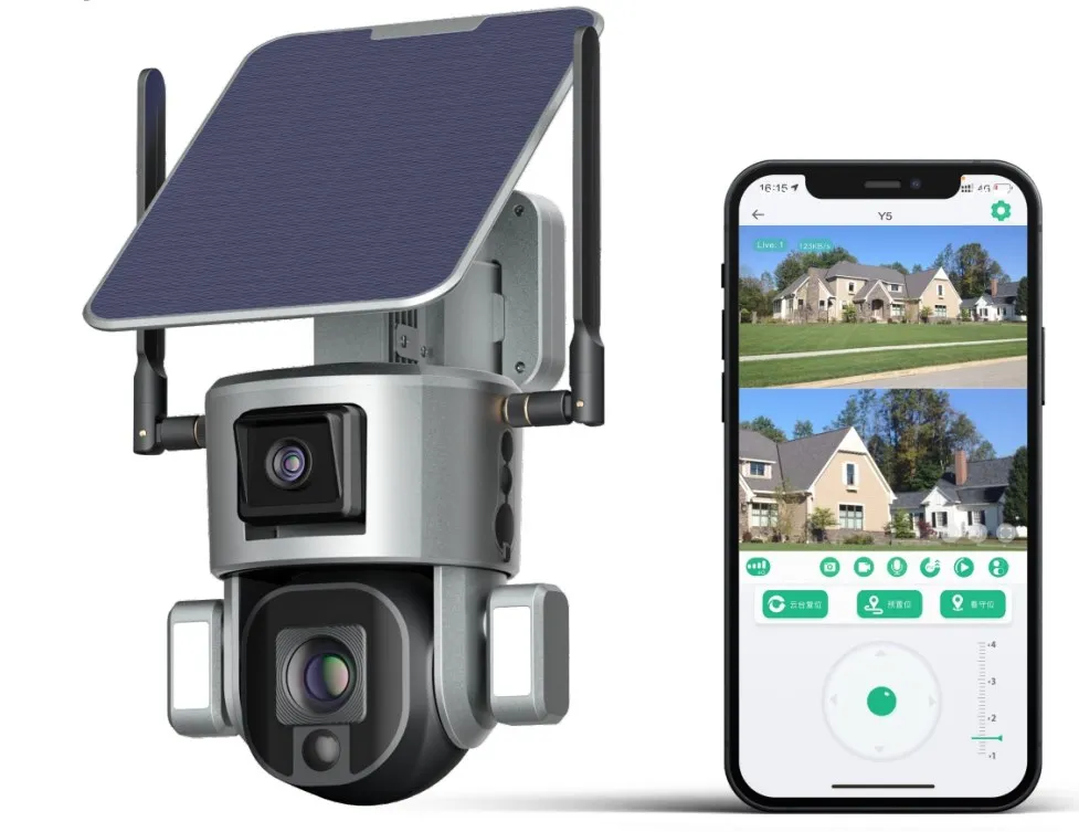 KAANSKY 4X 10X Optical Zoom Wireless Outdoor Solar Powered Security  Human Tracking 8MP Dual Lens CCTV 4g Solar Ptz Camera