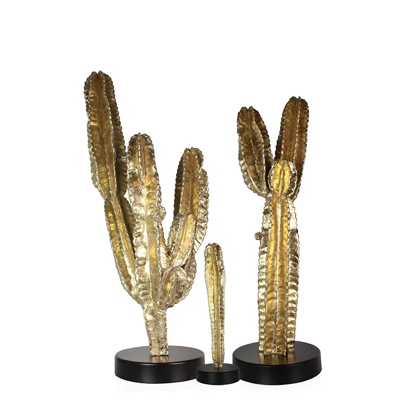 Resin goldleaf mini cactus craft decor succulent plants decoration