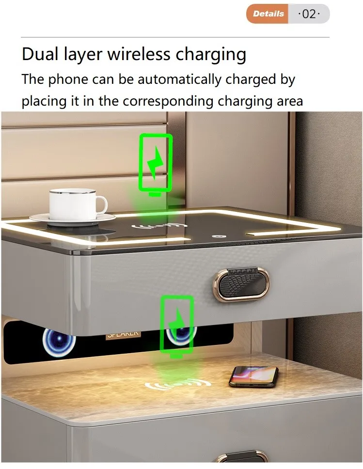 Curated visual reference: Visual Reference: Modern Luxury Bluetooth Wireless Charging Bedside Table With