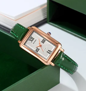 Skmei 2171 Customized logo Luxury Genuine Leather Lady's Rectangle Watches Simple Fashion Valentine Quartz Watch for Women