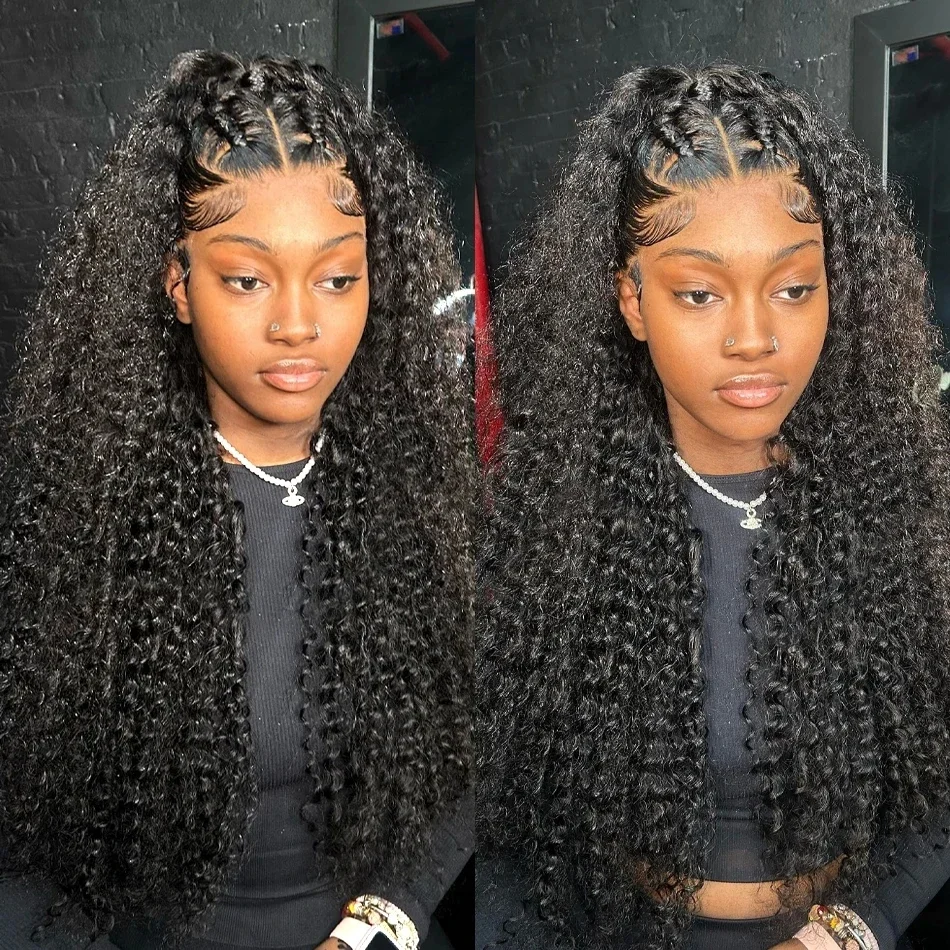 Deep Wave Human Hair Lace Front Wig For Women Natural Curly Look_voghion.com