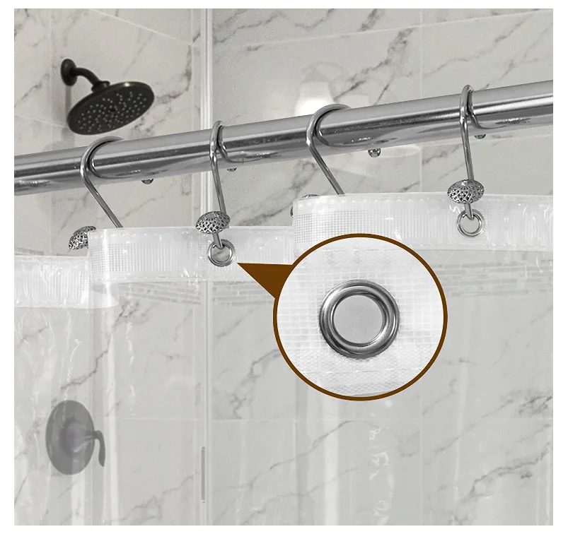 Clear Peva Shower Curtain Liner With 3 And Rustproof Grommets