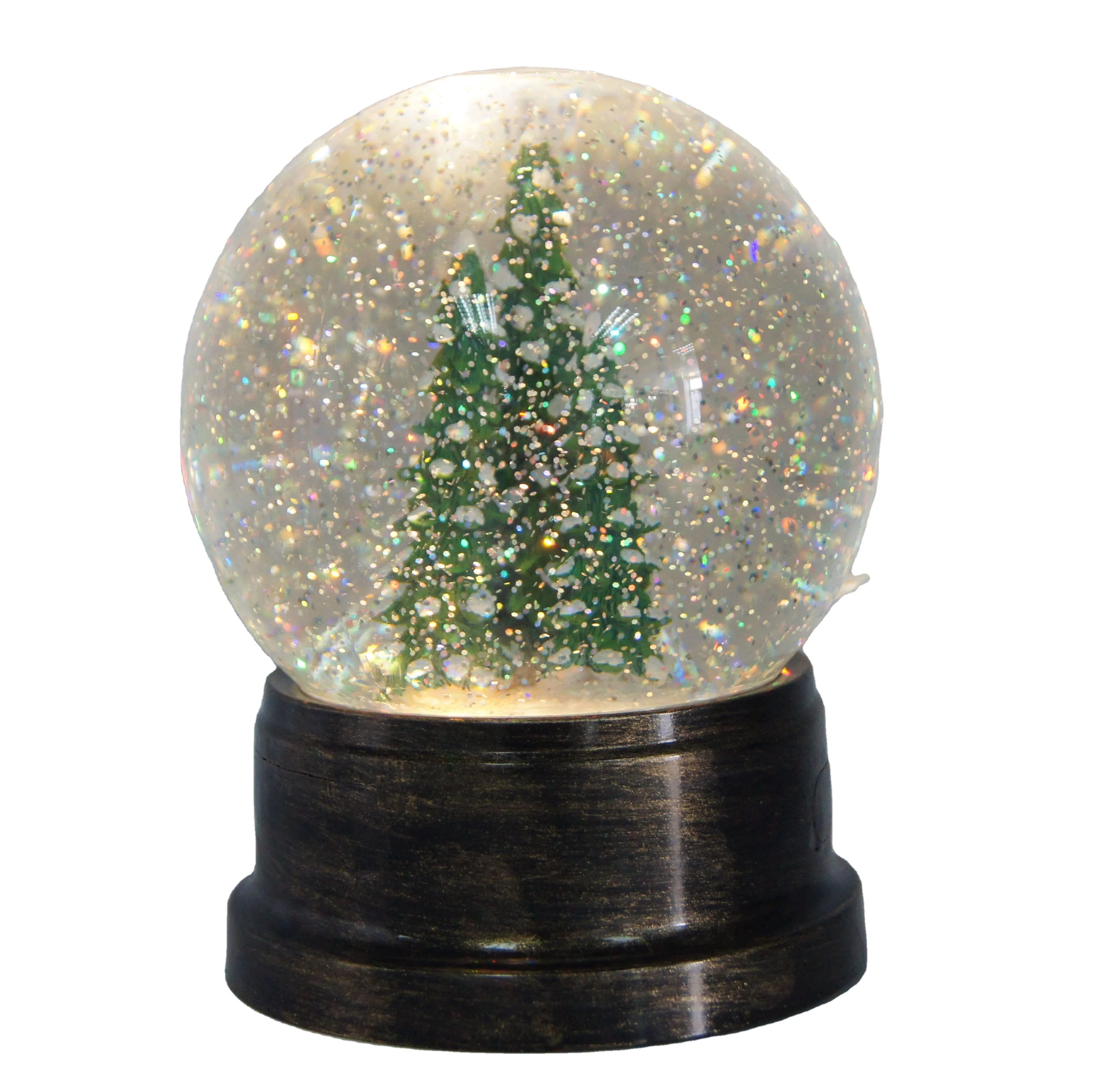 2024 Polyresin Christmas Tree Water Globe Glittering Spinner Snow Globe