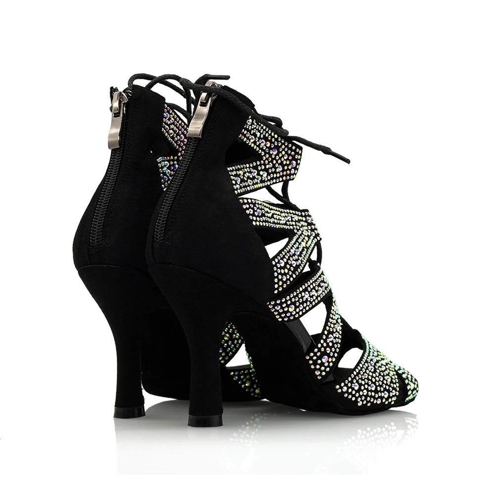 Женские танцевальные сапоги Suphini, на шнуровке, Высокий Каблук 8,5 см, Бачата, сальса